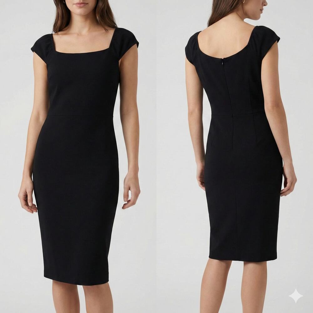 Old Navy Medium Black Dress Square Neck Cap Sleeve Back Zipper